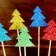 閃亮細粉聖誕樹裝飾蛋糕裝飾插牌 蛋糕小插旗 (1入)【BlueCat】【XM0192】