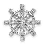 14k White Gold 1/5ct. Real Diamond Ship Wheel Pendant