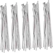 Toddmomy 5 Packs Silver Tie Ribbons Bendable Packing Closure Cords for Present Wrapping Baking Sealing Candy Bags Metal Ties Per Pack for Versatile Use in Crafts Organization More