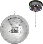 8 inch Mirror Ball with R G B LED Motor Operate with 3X AA Battery Sound Active