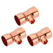 7/8"x1/2"x7/8" ID Reducing Tee Copper Fitting 3pcs Pipe Tube Connector Adapter