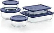 [Pyrex] Simply Store Glass Food Containers With BPA Free Plastic Blue Lids (10-Piece Set)