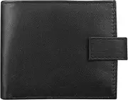 [RAS WALLETS] RAS Mens Genuine Leather RFID Blocking Bifold Zip Coin Pocket Wallet 421 (Black)