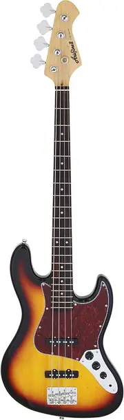 Aria STB-JB Series Electric Bass Guitar 3-Tone Sunburst Tortoise Shell Pickguard