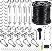BLIKA Globe String Light Suspension Kit, Outdoor Light Guide Wire, 170FT Coated Stainless Steel 304 Wire Rope, String Light Hanging Kits, Light Hanging Kit