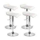 NNEDSZ Set of 4 PU Leather Wave Style Bar Stools - White
