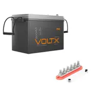 VoltX 12V 200Ah Lithium Battery + Bus Bar M8 Power Distribution Terminal Block (6 GANG 300A Red)