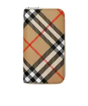 Burberry Checkered Zip-Around Wallet One size sand-colored