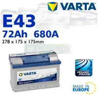在飛比找Yahoo!奇摩拍賣優惠-[電池便利店]德國華達 VARTA 藍色動力 E43 72A