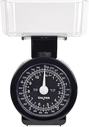 Salter Mechanical Kitchen Scale - Mini Analogue Food Scale, 5kg Capacity, 1L Dishwasher Safe Detachable Bowl, No Batteries, Scale Fits Inside Bowl for Compact Storage, Easy Read Dial, 114 BKCLDR