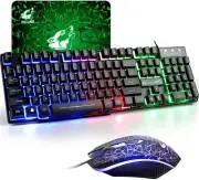 AU Gaming Rainbow LED Backlit Keyboard And Mouse Set For PC MAC PS4 Xbox-one USB