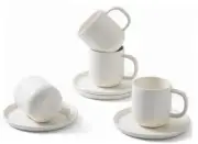 Set of 4 Espresso Cups And Saucers In Stronger Porcelain 3.5oz,Mini Coffee