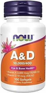 NOW Vitamin A & D 10,000/400 IU,100 Softgels