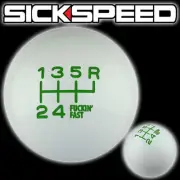 WHITE/GREEN FING FAST SHIFT KNOB FOR 6 SPEED SHORT THROW SHIFTER 16X1.5 K22