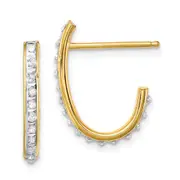 Sterling Silver Gold-plated Diamond Mystique Post Hoop Earrings