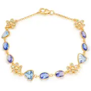 Lory Jewellery Topaz Greenish Blue Bracelet (Siamite #1215) Silver 925