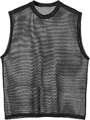 [COOLOYA] Men's Mesh Sheer Hollow Out Tank Top Sleeveless Round Neck Party Workout Cami Tops