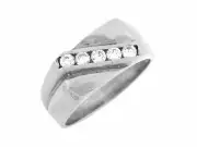 10k or 14k White Gold High Polished Five 5 Stone CZ Fancy Mens Ring