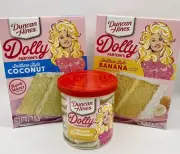 Duncan Hines Dolly Parton's Cake Mix and Buttercream COCONUT & Banana & frosting