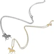 [AOKWAWALIY] 2pcs Heart Necklace Horse Pendant Necklace Couples Necklace Neck Chain Necklace for Couples Horse Necklace Horse Chain Versatile Necklace Couples Jewelry Stainless Steel