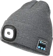 [Wmcaps] Bluetooth Beanie with Light, Unisex Headlamp Hat with Wireless Headphones, for Men Him Teen