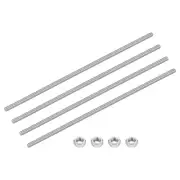 4Set M5-0.8x250mm Fully Threaded Rods, Stainless Steel Thread Bar Studs & Nuts