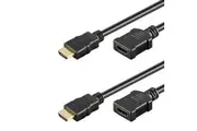 2x Goobay 1.5m Male to Female HDMI Extension Cable Cord w Ethernet For PC Black