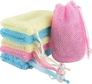 Linkidea 6 Pcs Exfoliating Mesh Soap Bag, Nylon Bar Soap Saver Pouch with Drawstring, Exfoliator Body Scrubber Soap Pocket Holder for Bath Shower