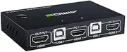 LAPOOH KC-KVM201 USB3.0/ for HD 2 in 1 Out KVM Switcher Support up to 3840 * 2160@30Hz Resolution One-Button Switching Wide Compatibility, Black