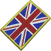 BP0001V 01 BR44 United Kingdom Country Flag Embroidered Patch Gold Border Uniform Kart Kimono, Hook Fasteners Attach to Tactical Hats and Gears
