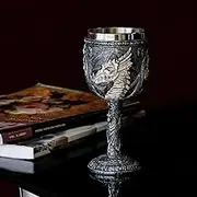 Medieval Skull GOT Dragon Goblet - 7oz D&D Wine Goblets Chalices - Dungeons and Dragons Gift Gothic Party Decor Father Day Birthday Stainless Steel Drinking Cups