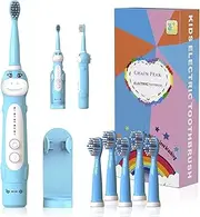 Kids Sonic Electric Toothbrush, Rechargeable Smart Toothbrush for Children Toothbrush for Toddlers Age 3-12 with 30s Reminder, 2 Mins Timer, 6 Modes,6 Brush Heads (BLUE)