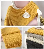 130*150cm Cozy Decorative Knit Woven Throw Blanket Sofa Throw Bed Throw Bed Blanket