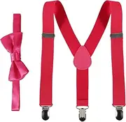 [Phonyuu] Child Kids Suspenders Bowtie Set Adjustable Y Back Child Toddler Suspenders Bowtie Set for Boys and Girls Wedding