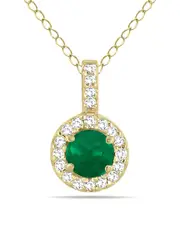 Gem Spark 14K 0.55 ct. tw. Diamond & Emerald Necklace
