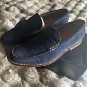 Aldo Men Navy Blue Suede Penny Loafers Size 10 US, 9 UK, 43 EUR