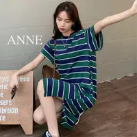 在飛比找蝦皮商城優惠-ANNE｜寬鬆長版短袖條紋T恤【AD10237】短袖T恤 長