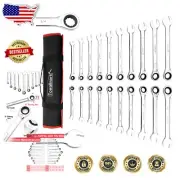 Premium Ratcheting Wrench Set, 20-Piece Chrome Vanadium Steel with Storage Pouch