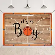 Bellicremas It’s a Boy Basketball Backdrop Sports Theme Boys Baby Shower Background for Photography Gender Reveal Basketball Court Party Decorations Portrait Banner with Copper Grommets