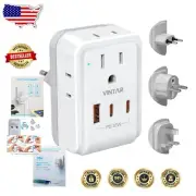 Multifunctional Travel Plug Adapter - 4 AC & 3 USB Ports for European Adventures