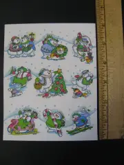 Gibson Greetings Stickers CHRISTMAS SNOWMEN 1 Sheet NO PACKAGE NOS