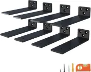 8-Pack 6 Inch Floating Shelf Brackets, Heavy Duty Hidden 6 Inch, Black