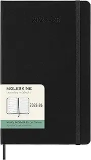 Moleskine DHB18WN3Y26 Notebook, Begins in July 2025, 18 Months, Weekly Diary, Large Size (W x H x H): 5.1 x 8.3 inches (13 x 21 cm), Hardcover, Black