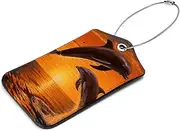 [WOSHJIUK] 2-Pc,Luggage Tags for Suitcases,Travel Tags for Luggage,Sea Dolphin Sunset