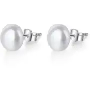 Silberschmuck Ohrstecker 925-iger Perle Swarovski Kristall weiß 8 mm