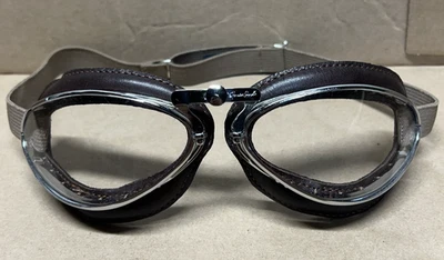 Aviator Motorcycle Goggles 4600 Made In France Leon Jeantet Leather Adjustable