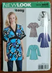 New Look 6620 Misses Plus Easy to Sew Tunic Blouse Top Sizes 10-22 Uncut