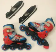 Marvel Comics JAPAN Kids Adjustable Spiderman ROLLER BLADES / ICE SKATES Combo!