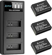 Artman LP-E12 Batteries 1300mAh 3-Pack and 3-Slot LCD Charger Pack for Canon EOS M50, M50 Mark II, M, M2, M10, M100, M200, Rebel SL1, PowerShot SX70 HS Digital Cameras