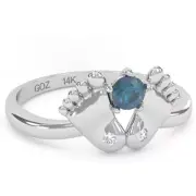 Baby Feet Lab-Created Alexandrite Diamond Ring In 14k Solid Gold
